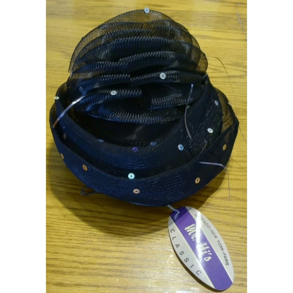 Vintage‎ Mr. Hi's Ladies Topper Hat NOS Black Glitzy NEW